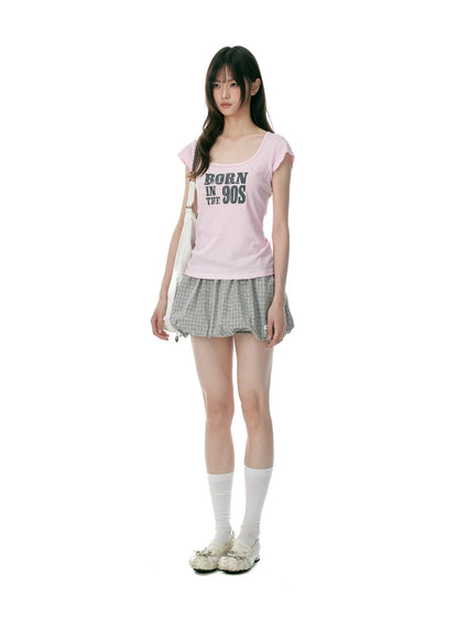 Square Neck Graffiti Tee X3572