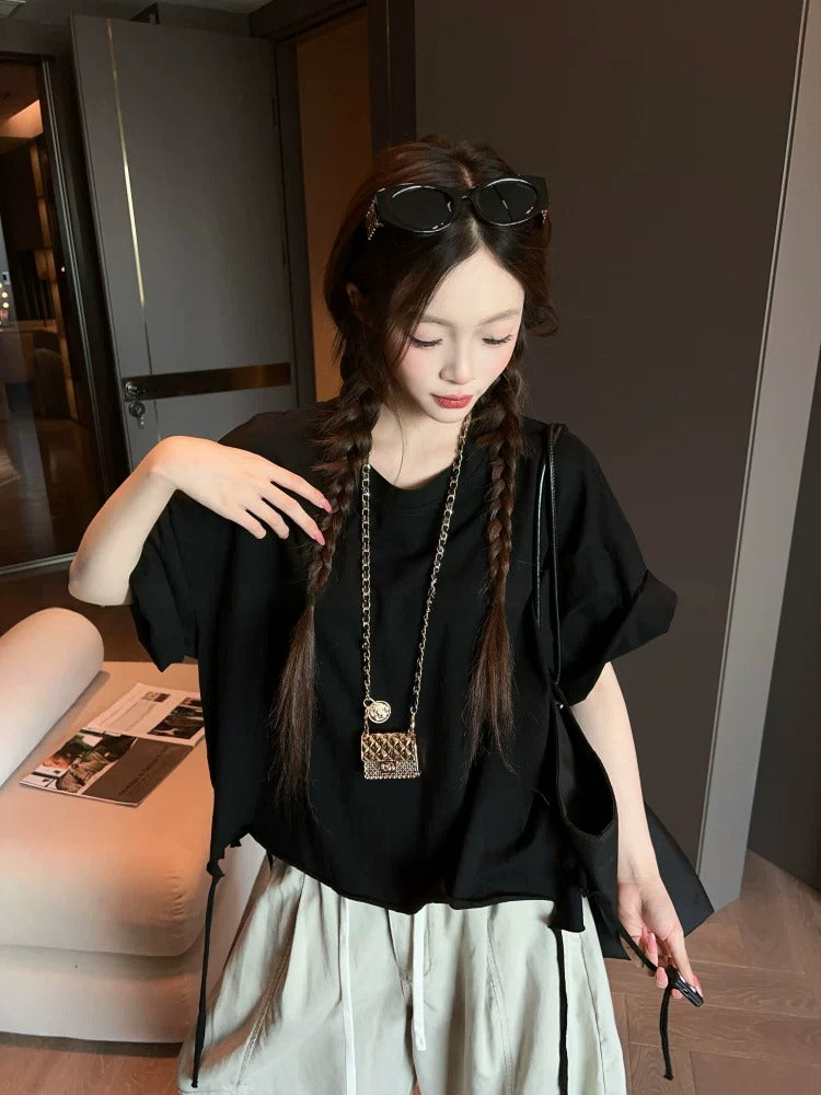 Simple Solid Color Short Sleeve T-Shirt X3609