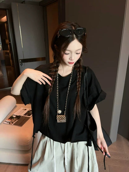 Simple Solid Color Short Sleeve T-Shirt X3609