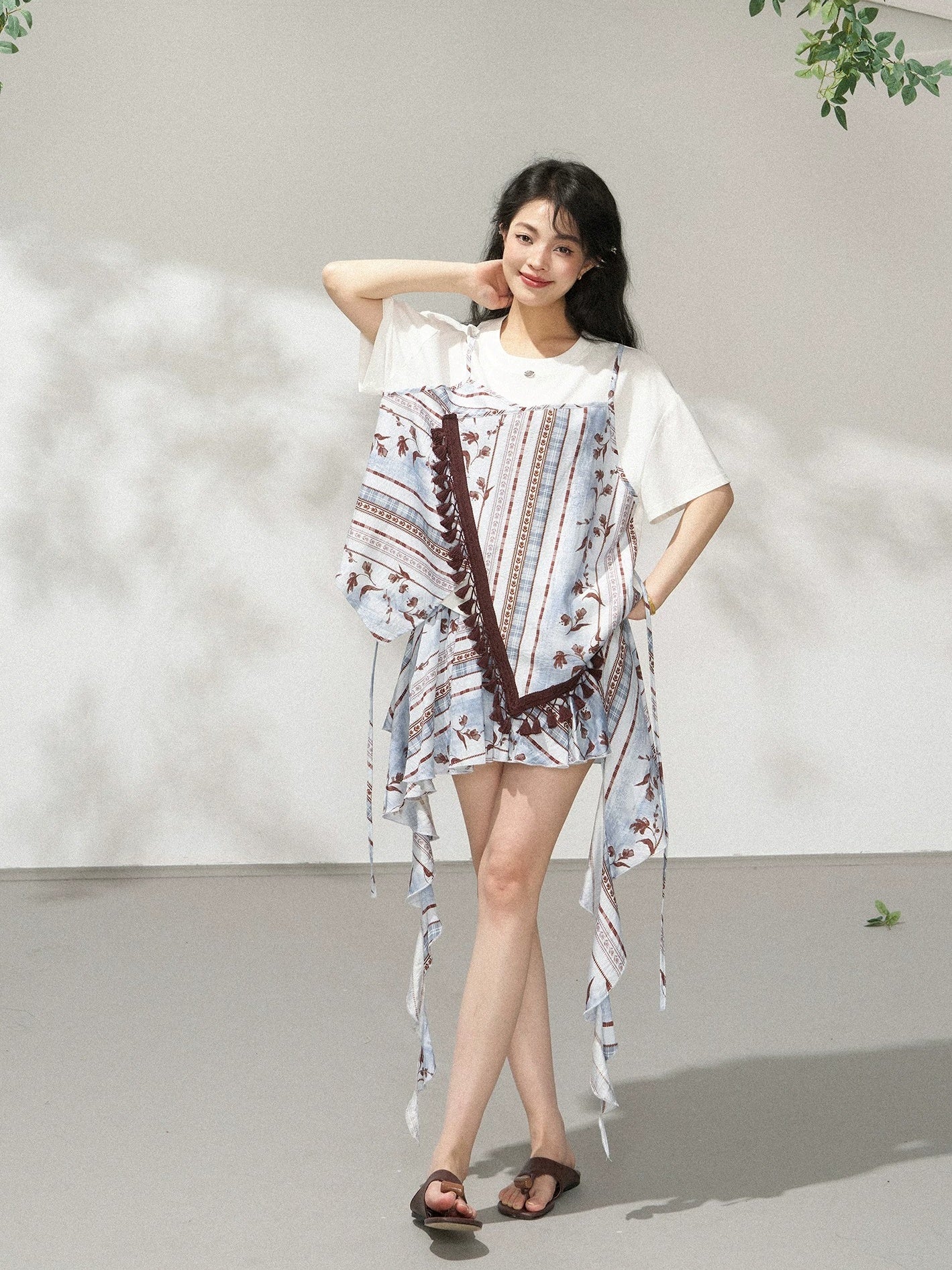 Bohemian Floral Ruffle Pleated Mini Skirt X3569