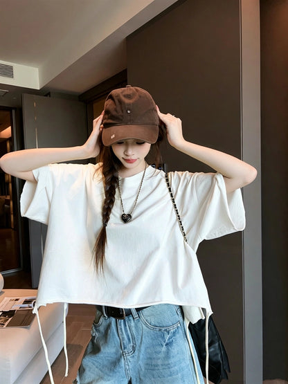Simple Solid Color Short Sleeve T-Shirt X3609