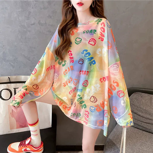Tie-Dye Print Long Sleeve T-Shirt X3616