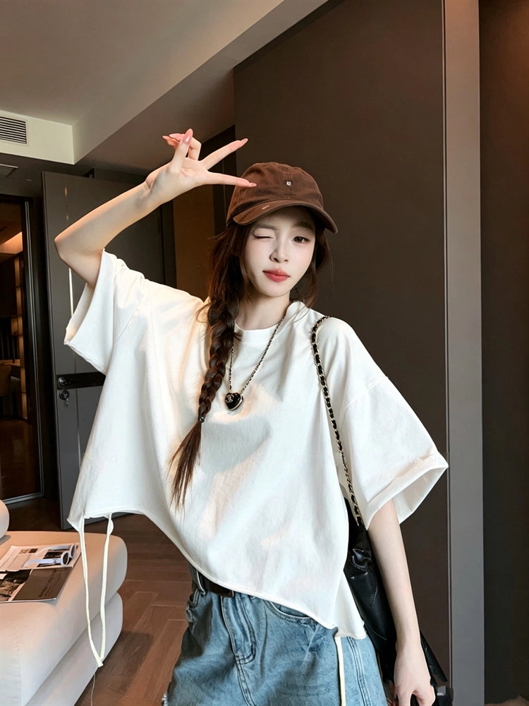 Simple Solid Color Short Sleeve T-Shirt X3609