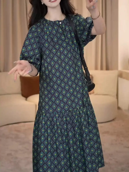 Elegant Casual Short Sleeve Midi Dress　X3629