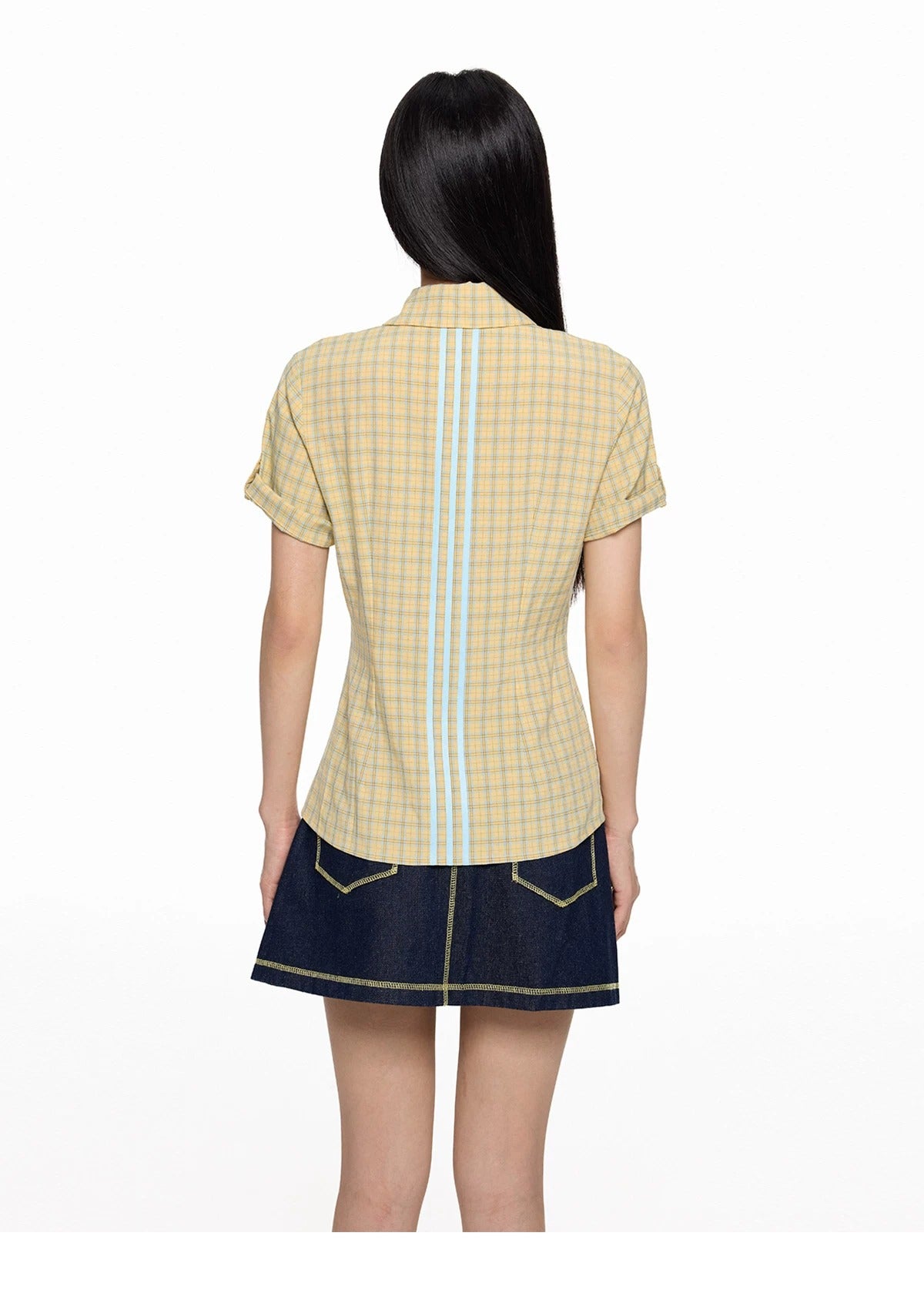 Original Korean-Style Plaid Short Sleeve Shirt X3573