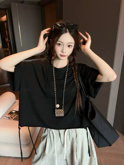 Simple Solid Color Short Sleeve T-Shirt X3609