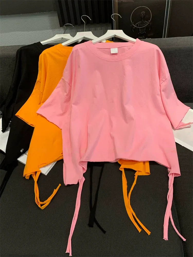 Simple Solid Color Short Sleeve T-Shirt X3609