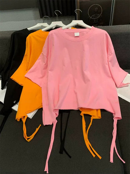 Simple Solid Color Short Sleeve T-Shirt X3609