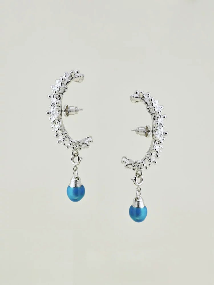 Water Drop Texture Enamel Earrings X3589