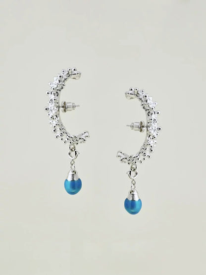 Water Drop Texture Enamel Earrings X3589
