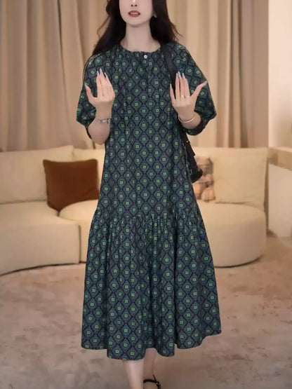 Elegant Casual Short Sleeve Midi Dress　X3629