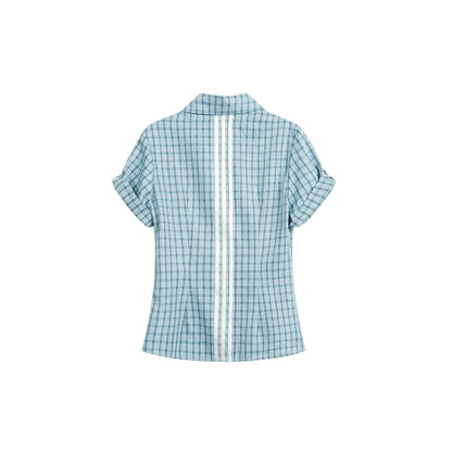 Original Korean-Style Plaid Short Sleeve Shirt X3573