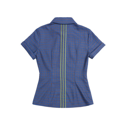 Original Korean-Style Plaid Short Sleeve Shirt X3573