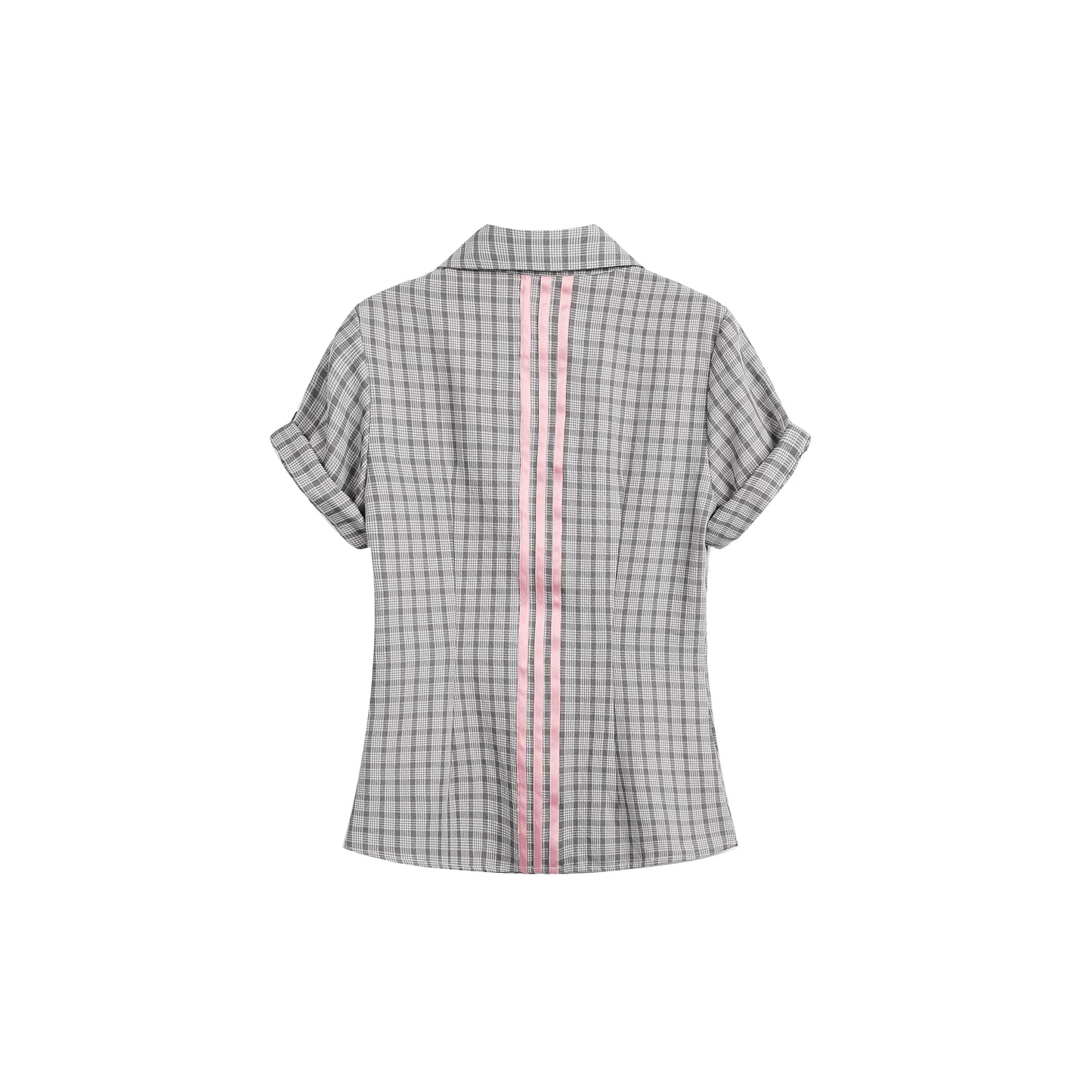 Original Korean-Style Plaid Short Sleeve Shirt X3573