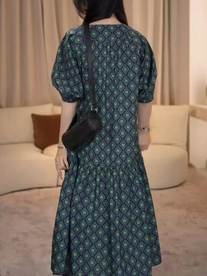 Elegant Casual Short Sleeve Midi Dress　X3629