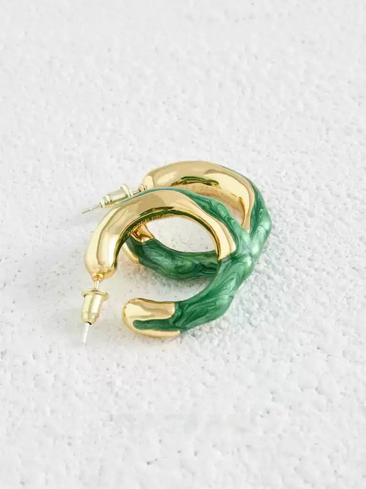 Metal Enamel Hoop Earrings X3584