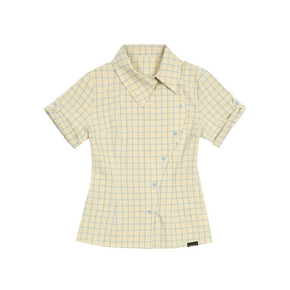 Original Korean-Style Plaid Short Sleeve Shirt X3573