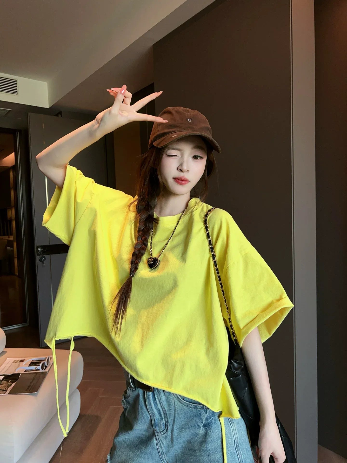 Simple Solid Color Short Sleeve T-Shirt X3609