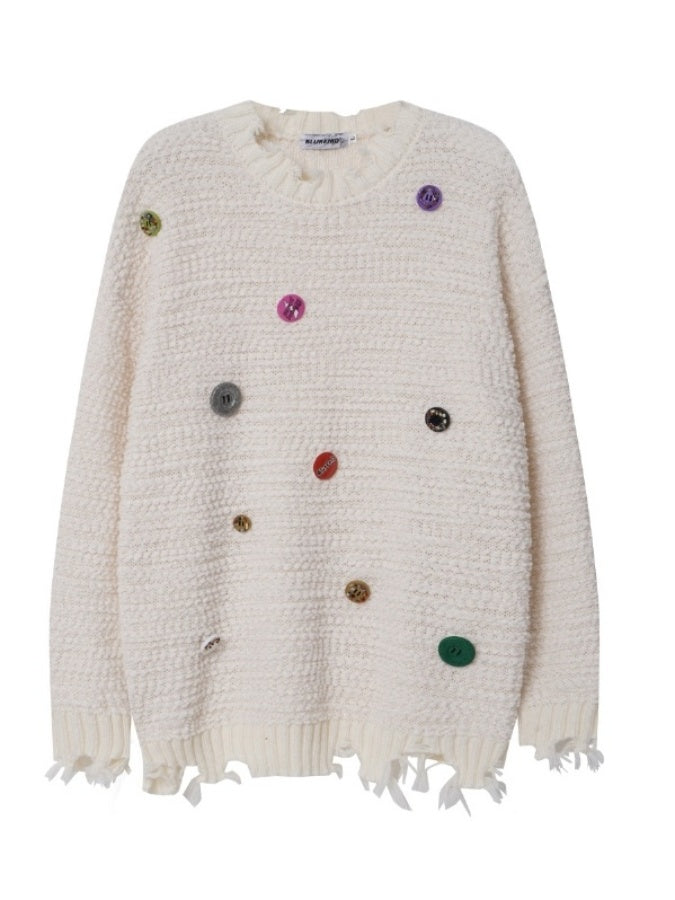 Colorful Button Decoration Pullover　X2997