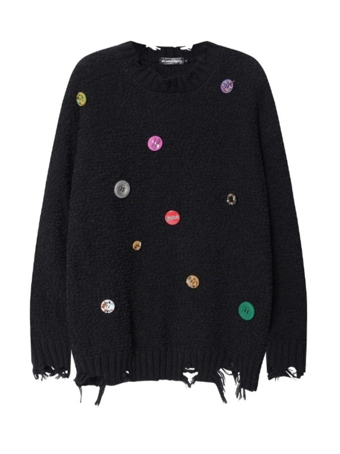 Colorful Button Decoration Pullover　X2997