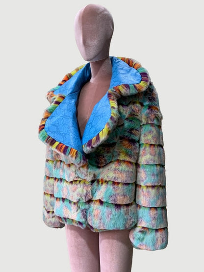 Rainbow Fur Coat Jacket　X3002