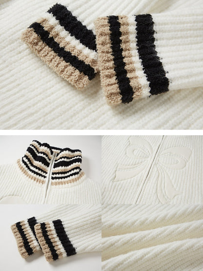 Volume-necked knit cardigan X2969