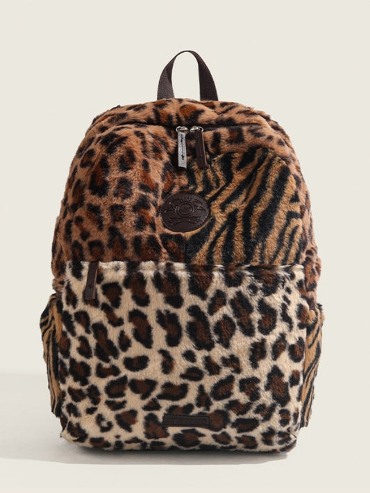 Two Tone Color Leopard Backpack　X3005