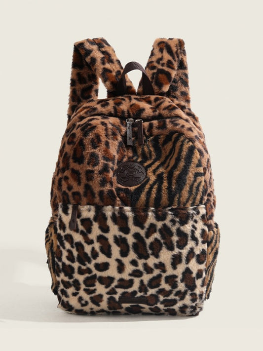 Two Tone Color Leopard Backpack　X3005