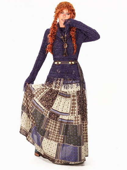 Patchwork-style Skirt　X2988