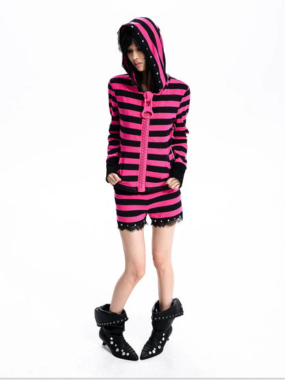 Striped Lace Hoodie