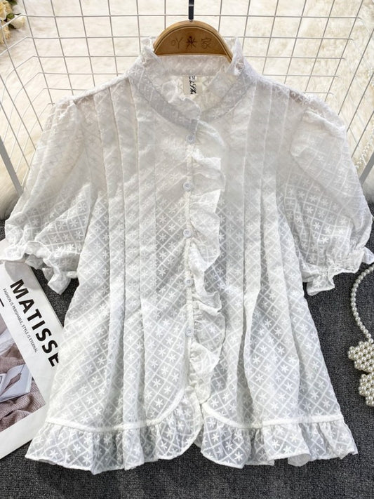 Gathered pleated shirt X2161