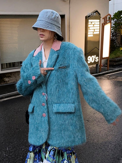 Single Breasted Fur Tailored Jacket X2078