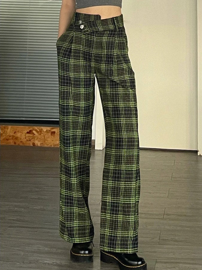 Check Wide Leg Pants X2122