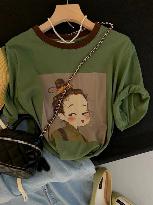 Girl print T-shirt X2164