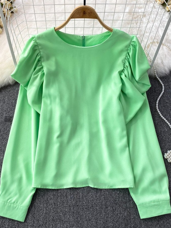 Shoulder frill pullover X2159