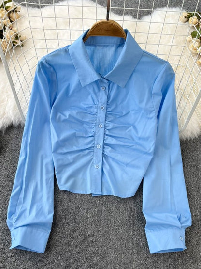 Front gathered shirt X1707