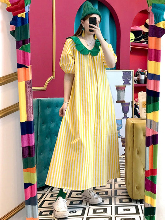 Striped long dress　X1135