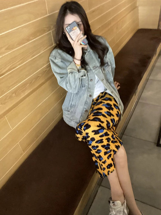 Leopard Side Slit Skirt X975