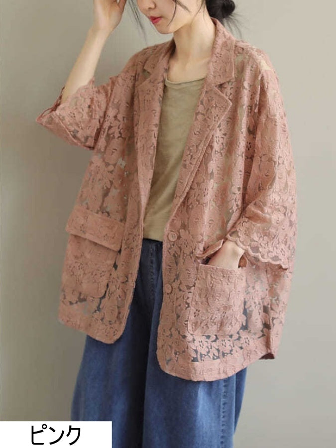 Flower lace casual jacket X987