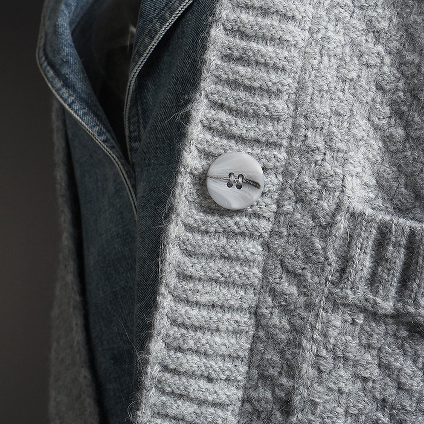 Sweater denim docking jacket X057 