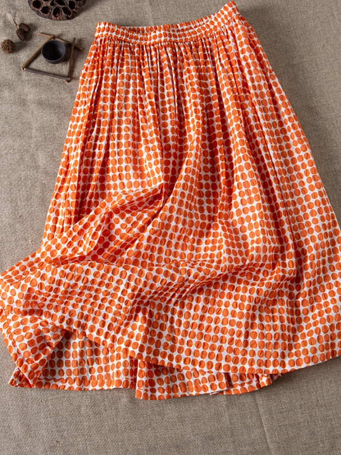 Polka Dot Gathered Skirt X964