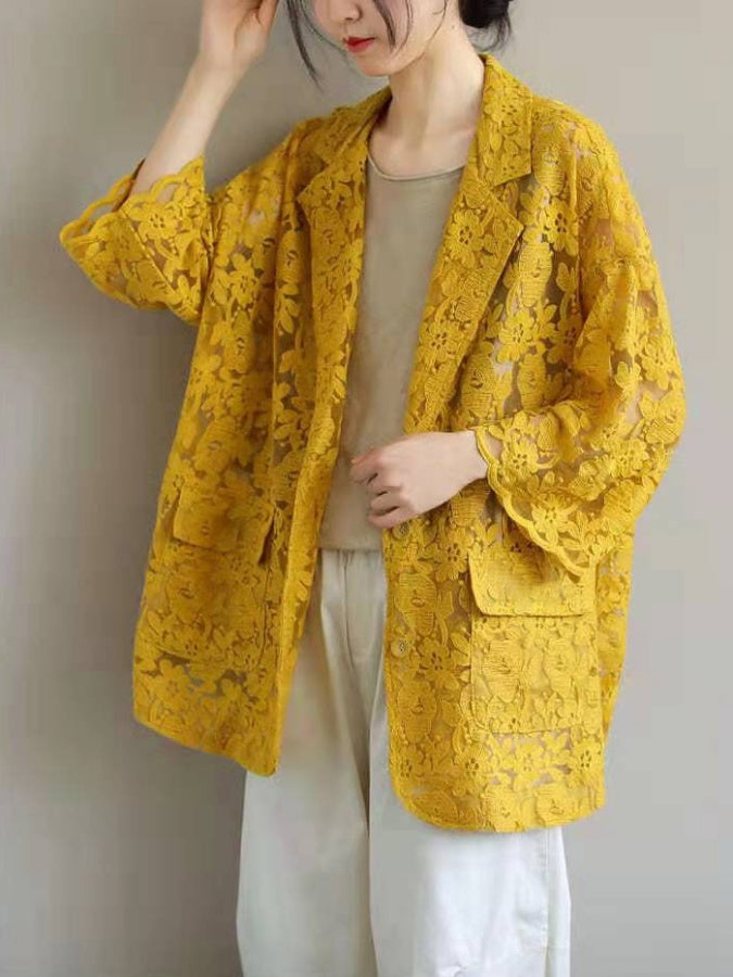 Flower lace casual jacket X987