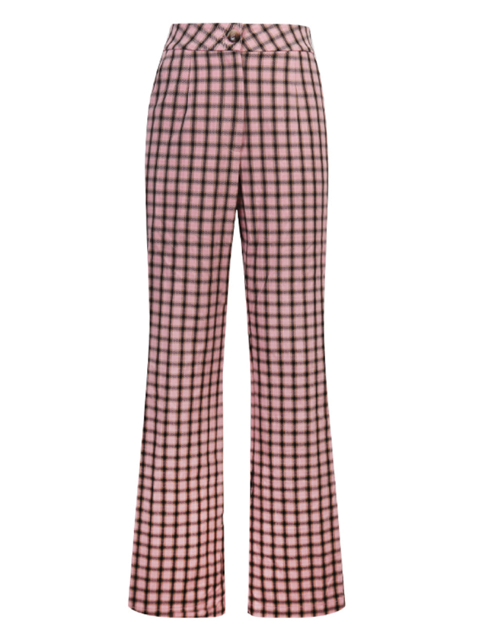 Pink check wide leg pants X361