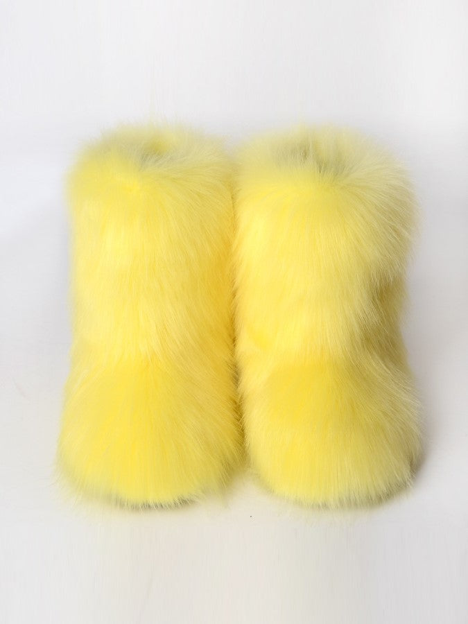 Yellow hot sale fur boots