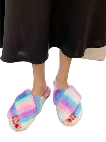 Rainbow Striped Cross Sandals X928