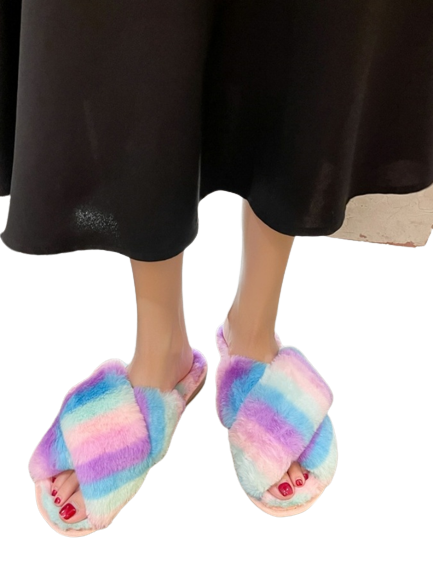 Rainbow Striped Cross Sandals X928