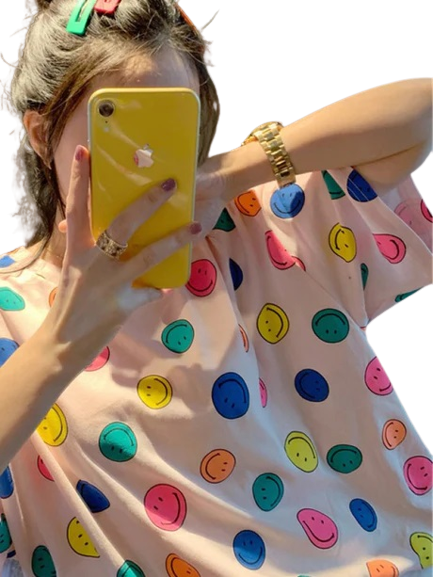 Smiley colorful dot shirt X1230