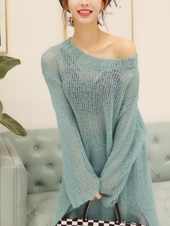 Loose Mohair Sweater Tunic Dress X1661