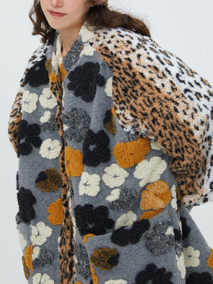 Leopard Floral Jacquard Coat X1934