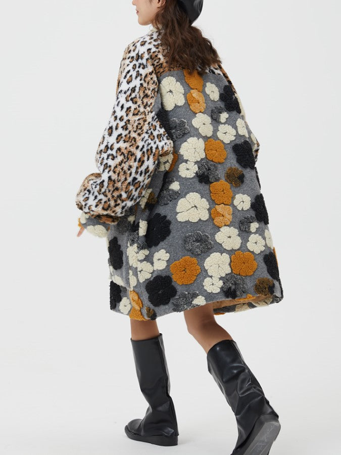 Leopard Floral Jacquard Coat X1934